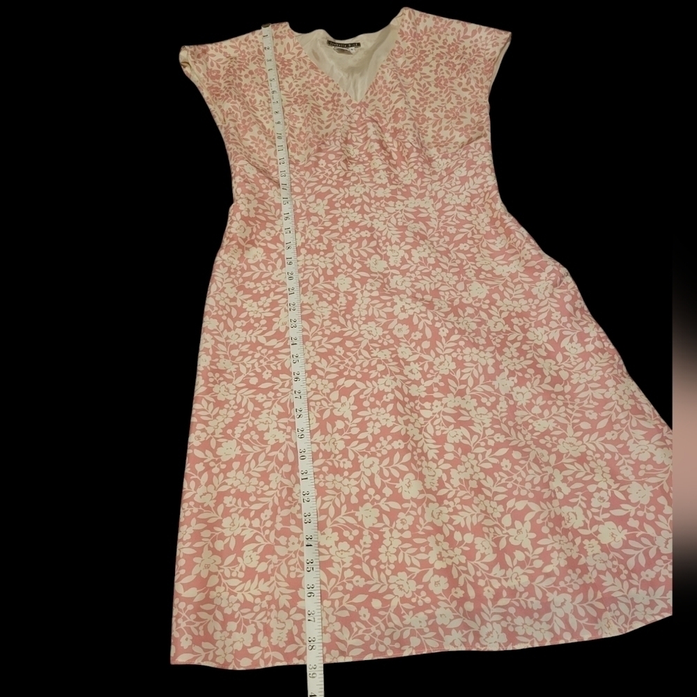 Vintage 100% Silk Isabella Bird Cap Sleeves Feminine Pink Floral Dress Size 4 - Picture 5 of 10